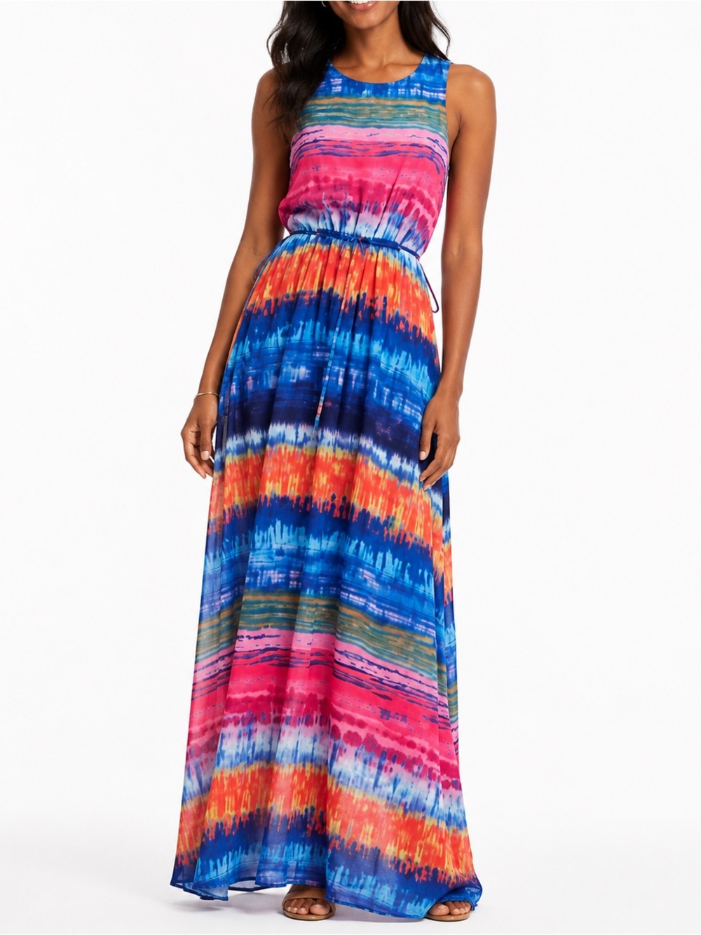 Betsey Johnson Multicolor Tie-Dye Stripe Maxi Dress